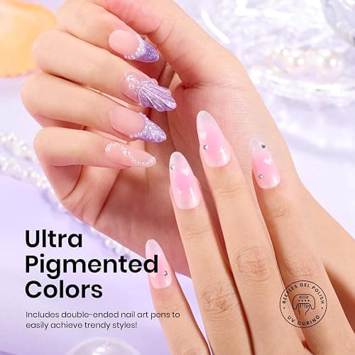 Beetles Pearl Gel Nail Polish Set - Ocean Treasures Gel Polish, 20 Colors Glitter Cat Eye Pink Red Mermaid Swirl Thread Effect Soak off UV Nail Gel for DIY Manicure Gift for Women thumbnail 3
