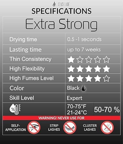 STACY LASH Extra Strong Eyelash Extension Glue (0.17fl.oz / 5ml) / 0.5-1 Sec Dry/Retention – 8 Weeks/Professional Black Adhesive/Lash Tech Supplies + Glue Ring thumbnail 4