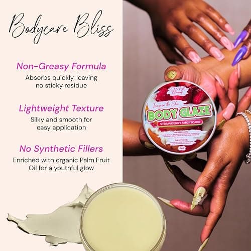 Canvas Beauty Body Glaze, Strawberry Shortcake Scented – Sugary Sweet + Gourmand, Moisturizing Non-Greasy Body Butter for Women With Beeswax, Jojoba Oil, and Rice Bran for Soft and Glossy Skin thumbnail 4