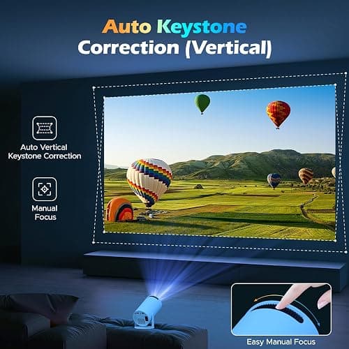 Mini Projector with WiFi and Bluetooth, 4K Christmas Bedroom Projector, Portable Projector of 270° Rotatable 130'' Projector Screen, Smart Projector Compatible with iphone/TV Stick/HDMI/USB/Laptop thumbnail 5