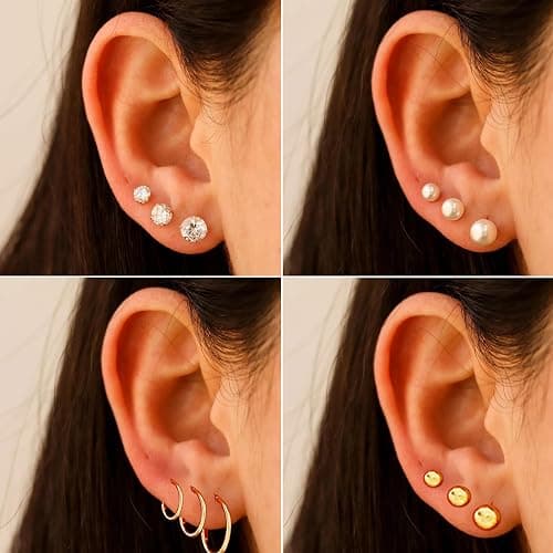 FAXHION 68 Pcs Gold Jewelry Set for Women with 7 Necklace, 17 Bracelet, 5 Hoop Earrings, 15 Stud Earrings, 24 Knuckle Rings for Women Jewelry Set for Women thumbnail 4