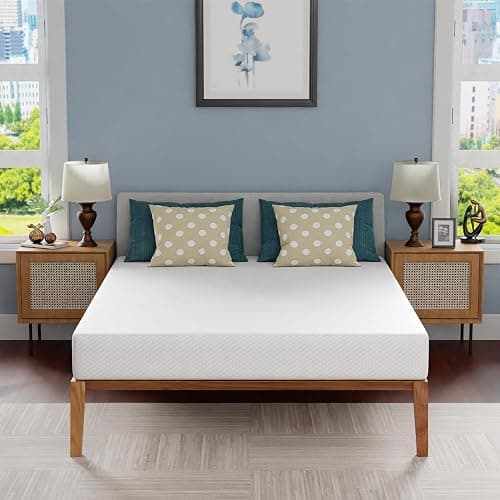 FDW | 8 Inch Queen Mattress | Medium Firm | Gel Memory Foam Mattress | White | Bed in a Box, CertiPUR-US Certified | Pressure Relief, Cooling Ventilated Foam | Washable Removable Cover - Image 1