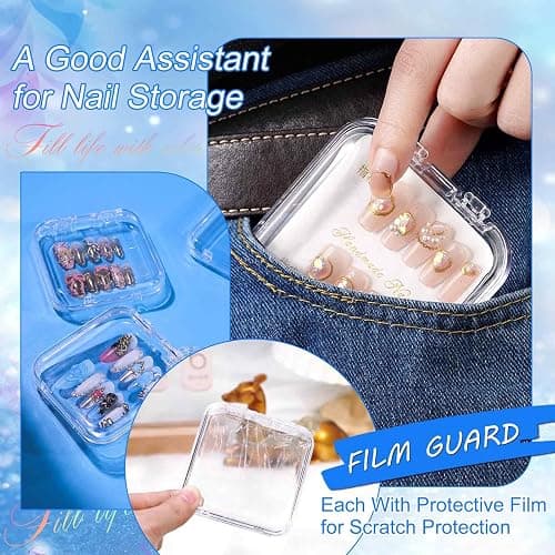 Raisetip 16 Pcs Acrylic Press on Nail Storage Box with Adhesive Double Sided Tape, Press on Nails Packaging Fake Nail Storages Case for Fake Nail Storage Nail Display Nail Salon thumbnail 4