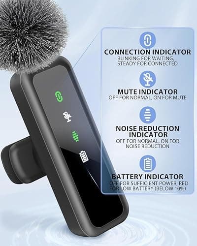 Wireless Lavalier Microphone for iPhone 15/16-2 Pack USB-C Mini Mic for iPhone, Android, iPad with Noise Cancelling & LED Display, Crystal Clear Recording for TikTok, YouTube, Podcast, Vlogging thumbnail 2