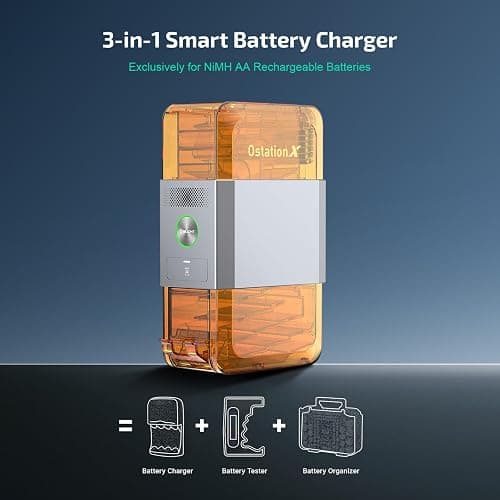 OLIGHT Ostation X Smart 3-in-1 AA Battery Charger with 32 NiMH AA | NiMH AA Batteries 2100mAh, Polarity-Free, App Control, Auto Charge & Storage, Bad Battery Removal, for Homes Offices Schools thumbnail 2
