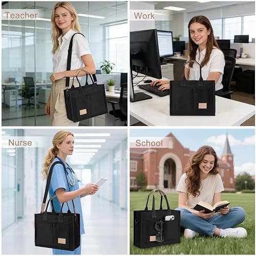 Canvas Tote Bag for Women Crossbody Work Purse with Pockets Top Handle Handbag Satchel Bags for Travel Nurse Teacher thumbnail 8
