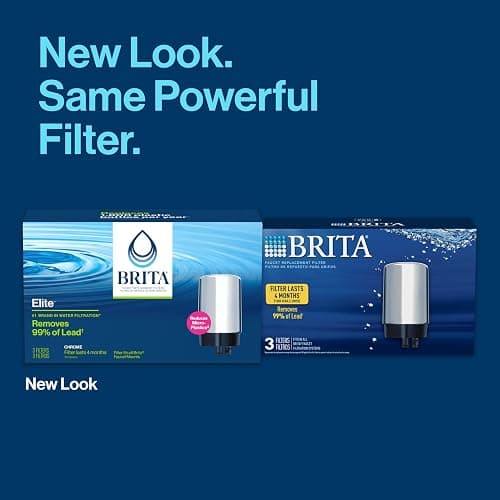 Brita Replacement Water Filter for Faucet Mount, Removes 99% of Lead, Sink Filtration System, Chrome, 3 Count thumbnail 3