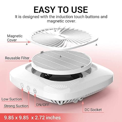 MelodySusie Nail Dust Collector with Reusable Filter, Powerful Vacuum Fan, Low Noise, Nail Salon thumbnail 4
