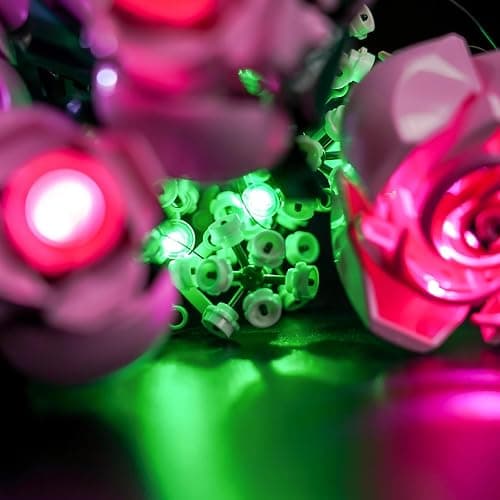 Hilighting Upgraded Led Light Kit Compatible with LEGO Botanicals Bouquet of Pink Roses 10374 Building Set, Gift for Women & Men, Artificial Flower for Office Home Decor & Display (Model Not Included) thumbnail 6