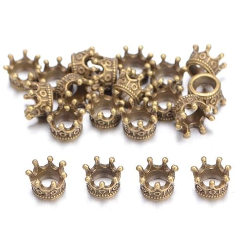 AD Beads 20 Pieces Solid Metal King & Queen Crown Big Hole Bracelet Connector Charm Beads thumbnail 2