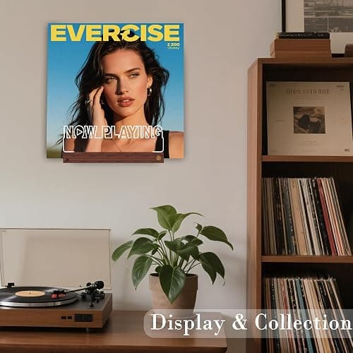 OkiyiD Light Up Now Playing Vinyl Record Stand Wall Mount, Record Holder Wall Display Decor, LED Wooden Base 16 Color Changing with Remote Control,Vinyl Album Storage Gifts for Music Lovers Room Decor thumbnail 6