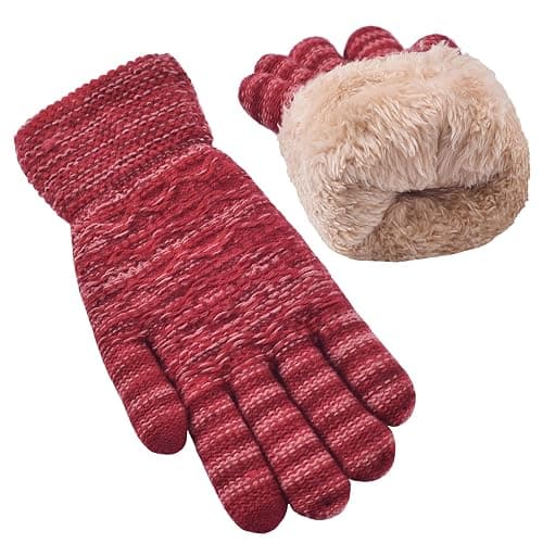 Women's Winter Warm Touch Screen Gloves Womens Thermal Cable Knit Wool Fleece Lined Glove for Cold Weather - Image 1