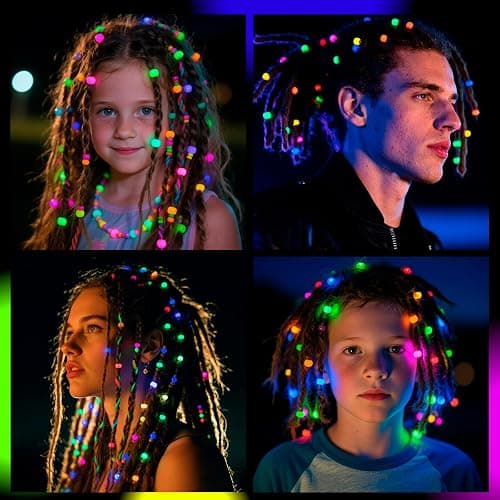 Glow in The Dark Pony Beads, 1000+pcs 6x9mm Kandi Bead Rave Accessories Beads for Bracelets Neon UV Luminous Colored Charms Hair Bead for Braids Halloween Jewelry Making Crafts Party Supplies thumbnail 4