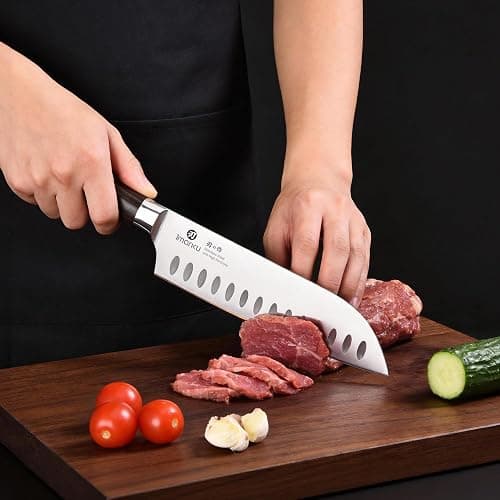 imarku Chef Knife 7 Inch Kitchen Knife Ultra Sharp Santoku Knife - High Carbon Japanese Chefs Knife, Kitchen Gadgets 2025, Apartment Essentials, Birthday Gifts for Him Her, Best Gifts for Women Men thumbnail 2