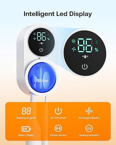 Bitvae Toothbrush Cleaner & Toothbrush Holder, Cleaning and Air Drying, LED Smart Screen, Rechargeable Wall Mount Toothbrush Holder for Bathrooms - Sanilux Hero - White thumbnail 7