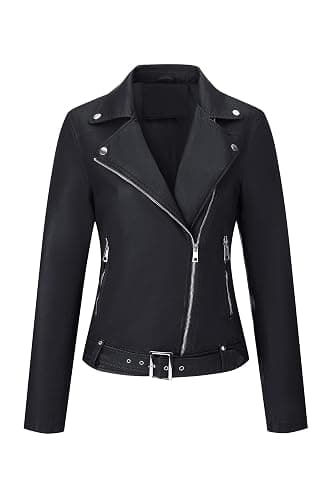 BELLIVERA Veste en faux cuir pour femmes - Manteau Moto Bike thumbnail 7