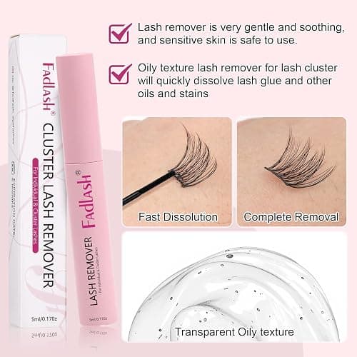 Cluster Lash Glue Remover 5 ML Lash Remover for Cluster Lashes Soothing Oil Lash Glue Remover Mascara Wand Eyelash Extension Remover Self Use at Home thumbnail 4
