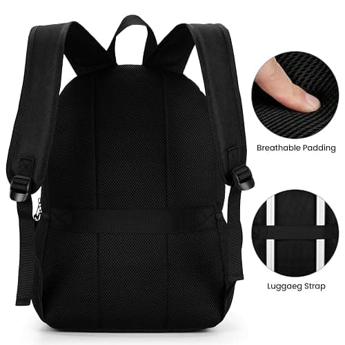 Black Backpack for Men and Women, Backpack for School Teens Boys and Girls, Lightweight Casual High School Bookbag, Daily-use Travel Laptop Backpack with USB Charging Port Fits 15.6 Inch Notebook thumbnail 5