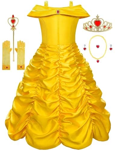 knemmy Princess Costume Dresses for Girls Costumes Halloween Cosplay Birthday Outfit Yellow - Image 1