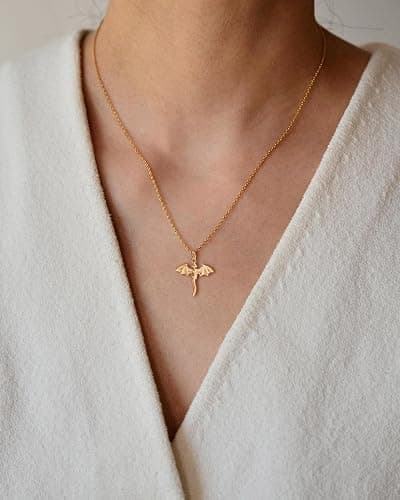 BSGRL Dainty Necklace- Moon Star Softball Bat Cross Bow Cowboy Boot Evil Eye Starfish Sun Infinity Fish Necklace for Women 14K Gold/White Gold Plated thumbnail 2