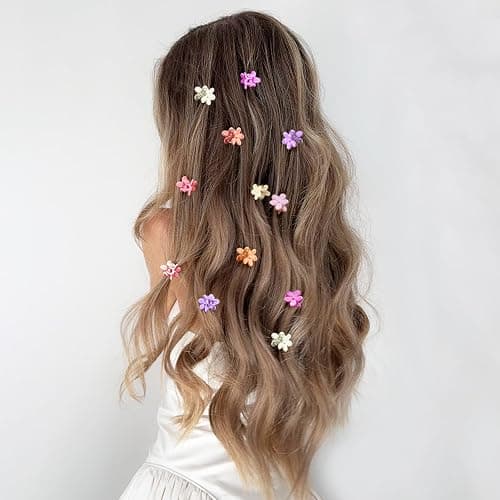 Mini Flower Hair Clips 100Pcs, Small Hair Clips Mini Claw Clips Cute Jaw Clips Hair Pins Hair Barrettes Hair Accessories for Women Girls Kids Teens thumbnail 6