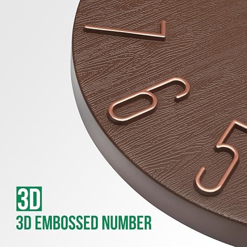bakbrand Wall Clock 12 Inch Silent Non-Ticking Imitation Wood Indoor Clock Round Brown Decor Clock Modern 3D Figures Quartz Wall Clocks for Home, Hotel, Office, School thumbnail 6