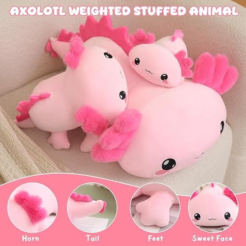 TOYSYM Weighted Stuffed Animals, Axoltol Stuffed Animal with Weighted Beads, Cute Plush Toy Pillow Gifts for Adults Kids Boys Girls thumbnail 6
