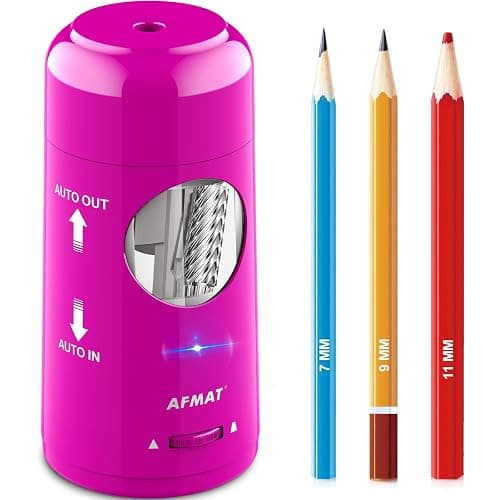AFMAT Electric Pencil Sharpener, Rechargeable Fully Automatic Pencil Sharpener for Jumbo & Colored Pencils (7-11.5mm), Auto in/Out, Hands-Free, Portable for Home/Classroom/Office PSX6(Purple) - Image 1
