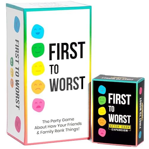 FIRST TO WORST Party Game + After Dark Expansion Set - Card Game About How Your Friends & Family Rank Things, Stocking Stuffers & Board Games Night with Polarizing Priorities - Image 1