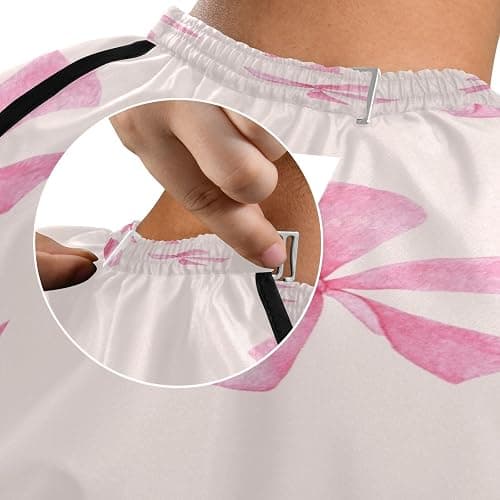 Burbuja Pink Bow Barber Cape, Hair Cutting Cape with Adjustable Neckline Waterproof Polyester Salon Barber Cape for Unisex Adult thumbnail 8