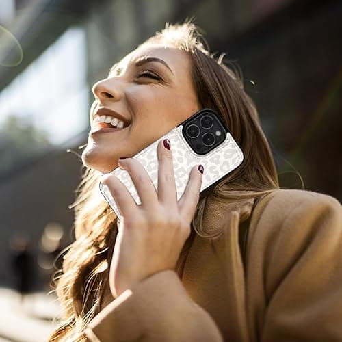 HAOPINSH for iPhone 16 Pro Max Case Wallet with Card Holder, White Leopard Cheetah Pattern Back Flip Folio PU Leather Kickstand Card Slots Case for Women Girls, Double Magnetic Clasp Shockproof 6.9" thumbnail 6