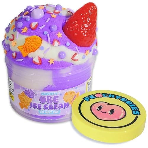 Peachybbies Ube Ice Cream Cloud Slime - Made in USA Premium, 100% Authentic, 7 oz, Scented for Kids, ASMR, Slime Charms, Fidget Toys - Image 1