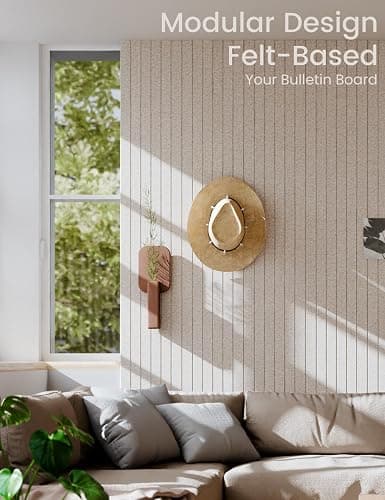 Fluxynara Felt Bulletin Board Tiles -28"x18" with 40 Adhesive Tabs, Cork Board Alternative for Office Decor, Push Pin Board Wall Organizer 6-Pack (Oatmeal) thumbnail 4
