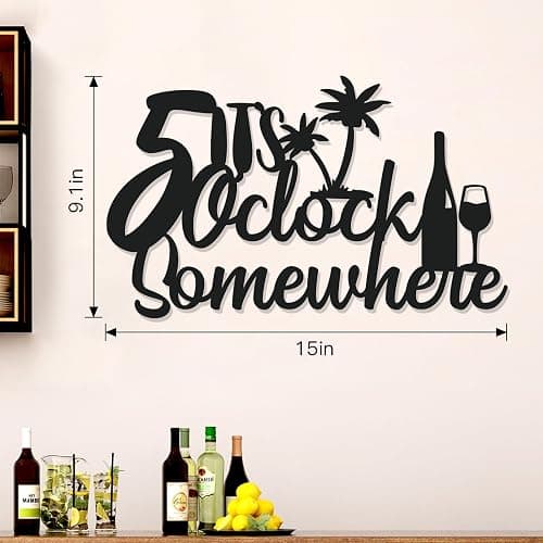 Zzbakress Metal Bar Sign 'It's 5 O'clock Somewhere' - Vintage Wall Decor, Black, For Home Bar Kitchen Living Room thumbnail 3