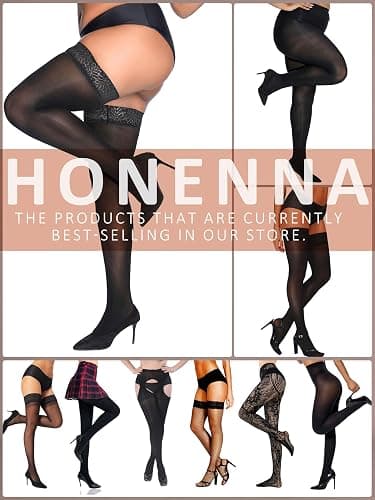 HONENNA Queen Plus Size Tights Semi Opaque Control Top High Waist Stockings Nylons Pantyhose for Women 1X 2X 3X 4X 5X 6X thumbnail 7
