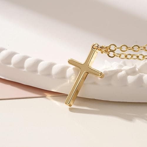 Turandoss Gold Cross Necklace for Women Girls Jewelry Gifts, Dainty 14K Gold Plated Cross Necklace Infinity CZ Holy Mary Medal Necklaces for Women Baptism Religious Faith Jewelry First Communion Gifts thumbnail 5