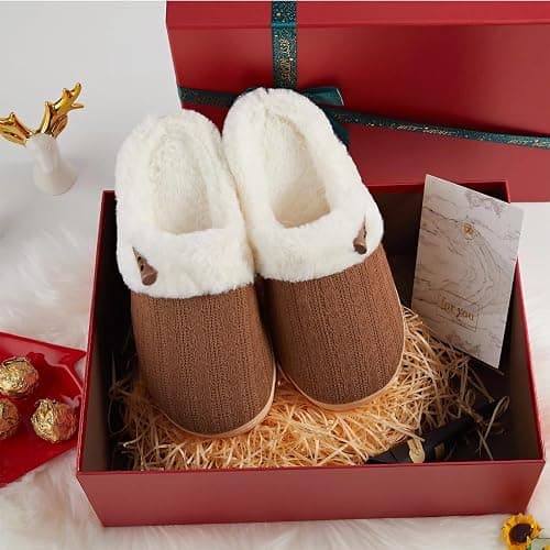 NineCiFun Women's Slip on Fuzzy Slippers Memory Foam House Slippers Outdoor Indoor Warm Plush Bedroom Shoes Scuff with Faux Fur Lining thumbnail 3