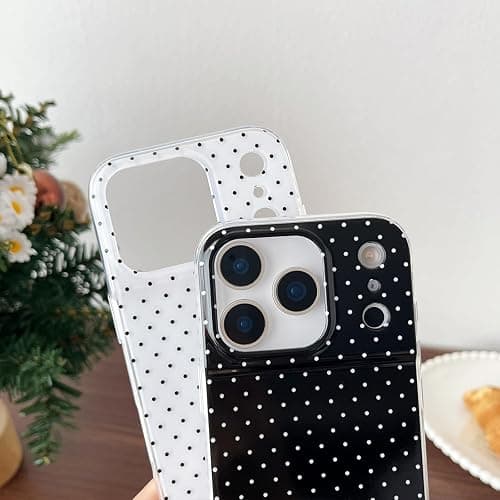 CHEDEMK Compatible with iPhone 17 Pro Max Case, Fashion Cute Aesthetic Polka Dot Phone Case for Women, Shockproof Slim Soft TPU and Hard PC Protective Phone Cover for iPhone 17 Pro Max 6.9", Yellow thumbnail 4