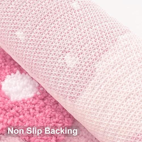 Anybar Pink Bathroom Rugs Cute Strawberry Flower Bath Mat Bathroom Accessories, Funny Colorful Non Slip Floor Bath Rug Machine Washable Bathmat Soft Microfiber Carpet for Shower, Bathtub (18x25 inch) thumbnail 5