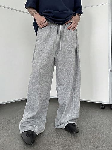 SHENHE Men's Baggy Pants Wide Leg Drawstring Waist Loose Sweatpants with Pockets thumbnail 4