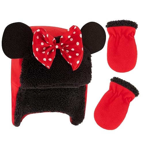 Disney Girls Toddler Winter Hat and Mittens Set Ages 2-4 Or Minnie Mouse Hat and Kids Gloves Set for Ages 4-7 - Image 1