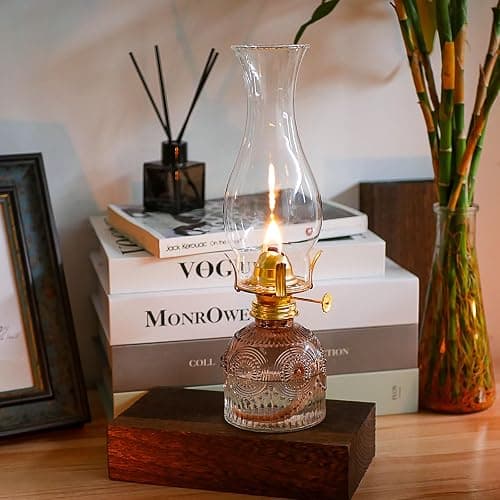 GXFCCYXT 2 Pieces Oil Lamps for Indoor Use Gradient Brown Vintage Glass Clear Kerosene Lamp Indoor Decorative Hurricane Lamp Oil Lantern for Home Tabletop Emergency Lighting TYH thumbnail 4