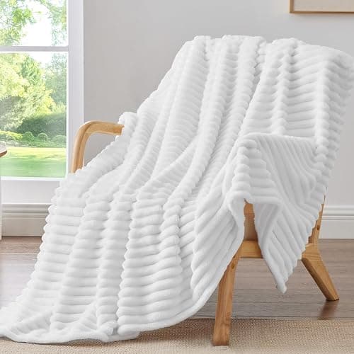 BEDELITE Ribbed Twin Blanket for Couch & Bed, Bright White, 60"x80" | Ultra-Soft Plush Fleece, Cozy, Warm Yet Lightweight, Ribbed Texture, Home Decor, Machine Washable, Giftable, All-Season Use - Image 1
