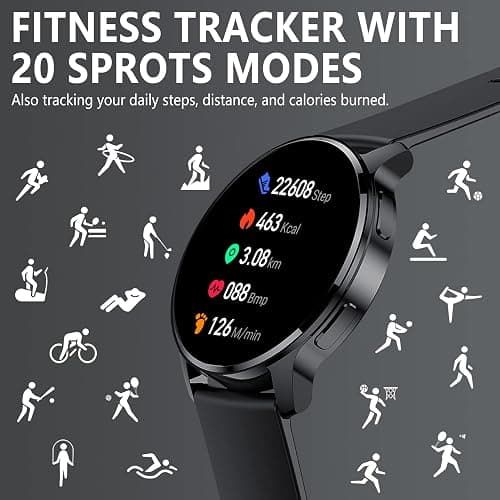 Erkwei Montre Connectée Femme avec Appel Bluetooth Assistants AI 1.32" Smartwatch SpO2 Fréquence Cardiaque Sommeil Lecteur Musique Podomètre Calorie 3 Bracelet Sprot Montre Connectée pour Android iOS thumbnail 5
