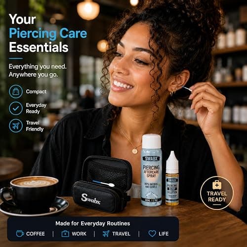 SWABX Piercing Aftercare Saline Spray 80ml – Fine Mist Sea Salt Spray for Ear, Nose & Body Piercings – Gentle Daily Care thumbnail 10
