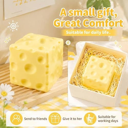 Crunchy Cheese Squishy Asmr Bead Filled, Slow Rising Stress Relief Ball | for Adult Stress Anxiety Relief, Gift for Birthday Party Favors 1pc thumbnail 7