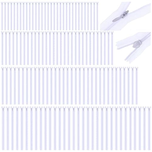 WILLBOND 200 Pieces Nylon Invisible Zippers Sewing Hidden Zippers for Clothes Sewing Crafts, 6 Inch, 8 Inch, 14 Inches, 18 Inches (White) - Image 1