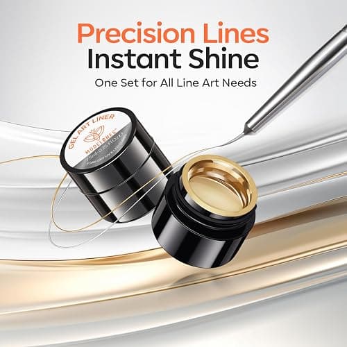 Modelones Metallic Gold Silver Liner Gel Polish Set Precision Brush | Chrome Nail Art Gel for French Tips Detail Paint Draw Swirl Design 3D Mirror Effect Soak Off U V Cure DIY Salon Manicure thumbnail 7