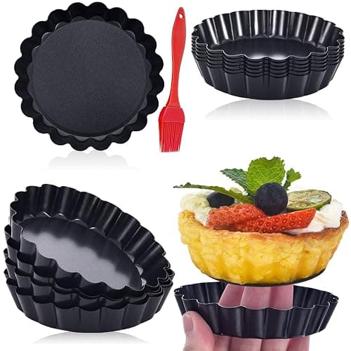DATANYA 16 Pack Mini Tart Pans 4 Inch with Removable Bottom Round Nonstick Quiche Pan, Heavy Duty Fluted Side Tart Molds for Pies, Mousse Cakes, Dessert Baking - Image 1