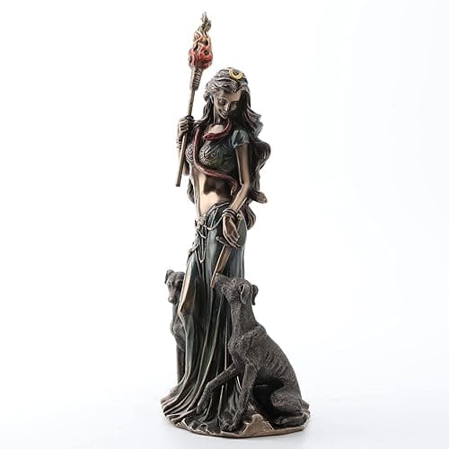 Veronese Design 13 3/8 Inch Hecate Greek Goddess of Magic with her Hounds Cold Cast Resin Sculpture Bronze Finish thumbnail 9
